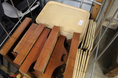 Lot 328 - Collection of serving/butlers trays plus...