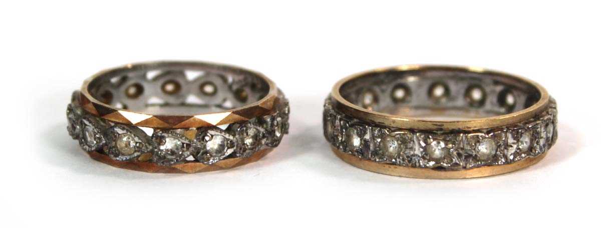 Lot 524 - A 9ct yellow gold full eternity ring set paste,...