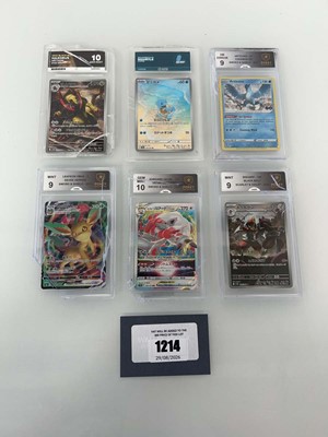 Lot 1214 - (6) Various Graded Pokémon cards in damaged...