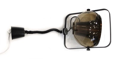 Lot 13 - A 1980's pull-down ceiling light with a brown...