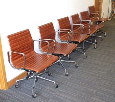 Lot 35 - (G) A set of six desk chairs in the style of...