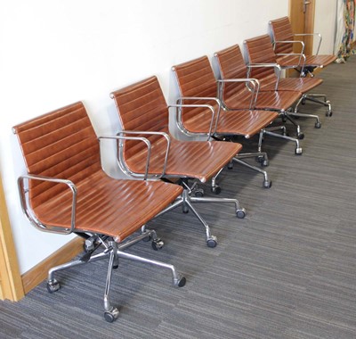 Lot 35 - (G) A set of six desk chairs in the style of...