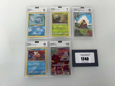 Lot 1240 - (5) Various Graded Pokémon cards by PCG...