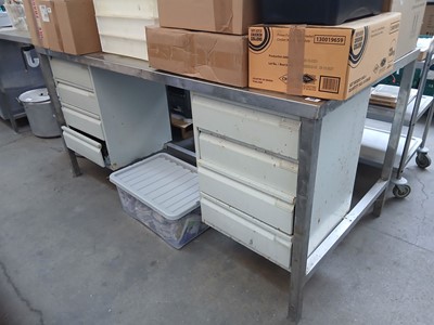 Lot 123 - 183m stainless steel preparation table with 2...
