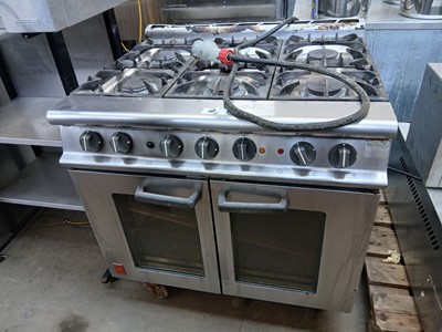 Lot 465 - 90cm gas Falcon 6-burner cooker with 2-door...