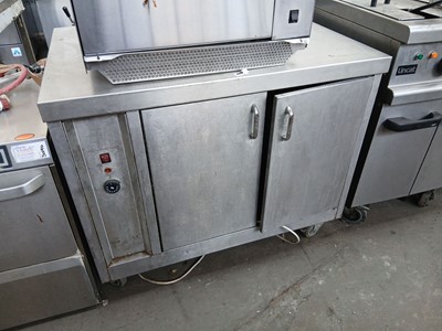 Lot 475 - 100cm electric Inox 2 door hot cabinet on castors