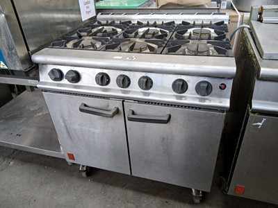 Lot 468 - 90cm gas Falcon 6 burner cooker with two door...