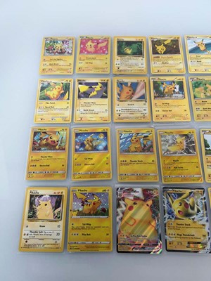 Lot 1423 - Approx. 27 Sleeved Pikachu cards from various...
