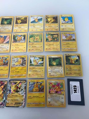 Lot 1423 - Approx. 27 Sleeved Pikachu cards from various...