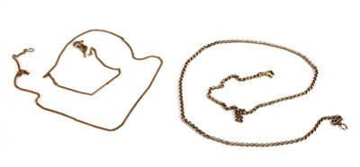 Lot 539 - Two 9ct yellow gold necklaces, l. 40.5 and 41...