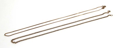 Lot 539 - Two 9ct yellow gold necklaces, l. 40.5 and 41...