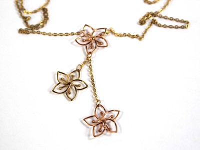 Lot 540 - A 9ct two-colour gold chainlink necklace...