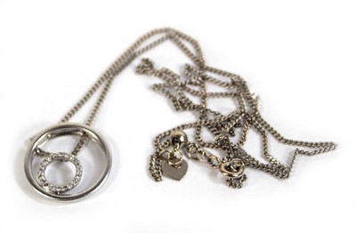 Lot 543 - A 9ct white gold flat curblink necklace...
