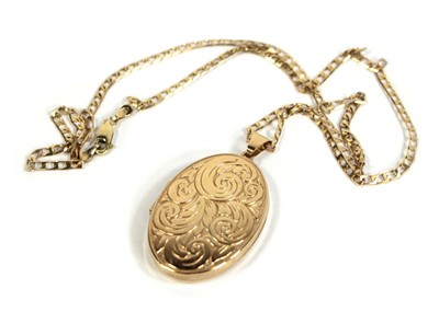 Lot 562 - A 9ct yellow gold flat curblink necklace...