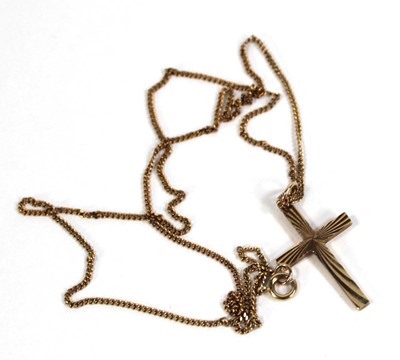 Lot 563 - A 9ct yellow gold fine flat curblink necklace...
