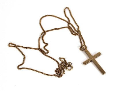 Lot 563 - A 9ct yellow gold fine flat curblink necklace...