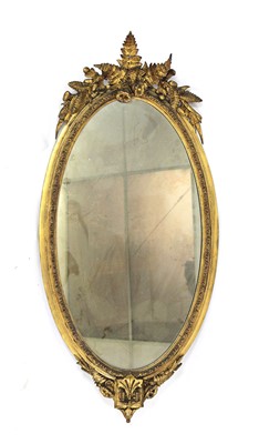 Lot 32 - A 19th century wall mirror, the oval plate...