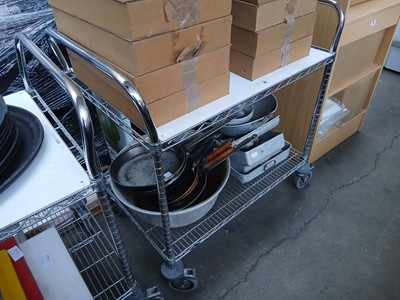 Lot 97 - 96cm stainless steel 2 tier mobile trolley