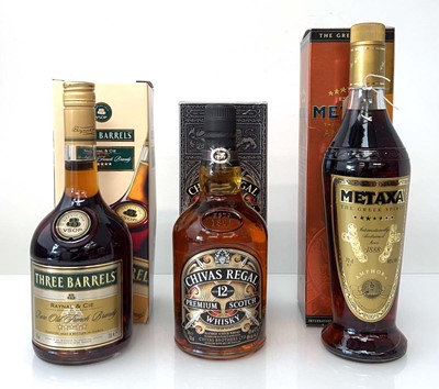 Lot 12 - 3 bottles, 1x Chivas Regal 12 year old Premium...