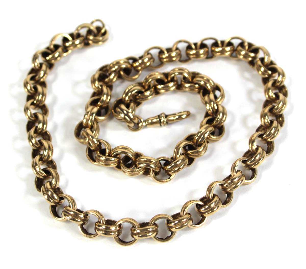 Lot 582 - A 9ct yellow gold double chainlink necklace...