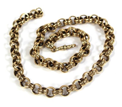 Lot 582 - A 9ct yellow gold double chainlink necklace...
