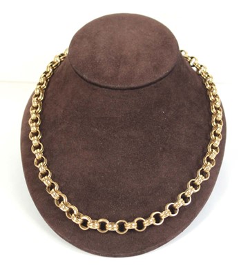 Lot 582 - A 9ct yellow gold double chainlink necklace...
