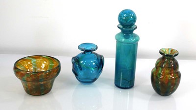 Lot 47 - In the manner of Mdina, an aqua glass bottle...