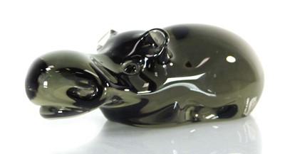 Lot 49 - A glass sculpture modelled as a hippopotamus,...