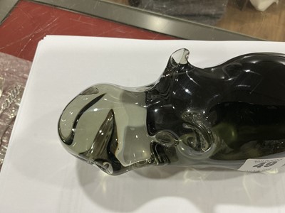 Lot 49 - A glass sculpture modelled as a hippopotamus,...