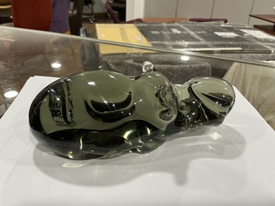 Lot 49 - A glass sculpture modelled as a hippopotamus,...