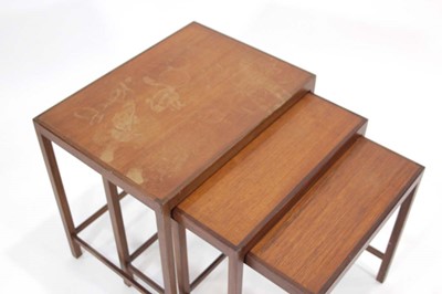 Lot 57 - A nest of three 1970's teak and crossbanded...