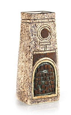 Lot 67 - A Troika Pottery cuboid vase typically...