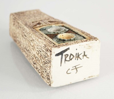 Lot 67 - A Troika Pottery cuboid vase typically...