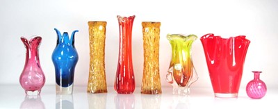 Lot 69 - A Czech Bohemian glass vase with green-to-red...