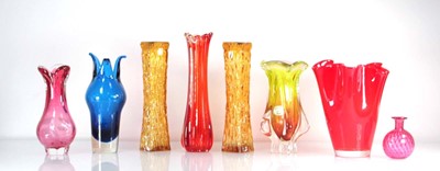 Lot 69 - A Czech Bohemian glass vase with green-to-red...