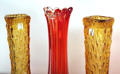 Lot 69 - A Czech Bohemian glass vase with green-to-red...