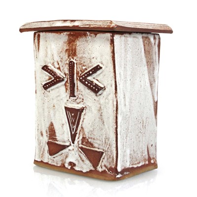 Lot 110 - A studio pottery container and cover with an...