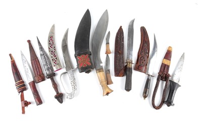 Lot 60 - A group of seven various eastern hunting knives