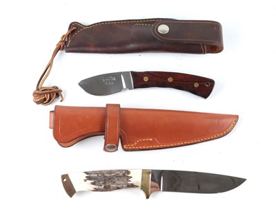 Lot 62 - Two together: Pat Mitchell hunting knife, 5½...
