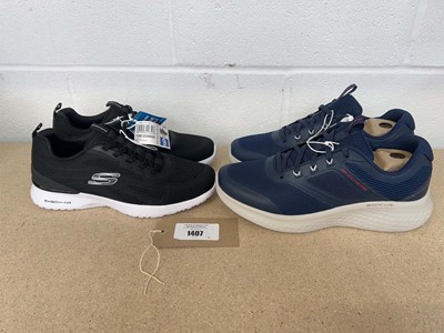 Lot 1407 - x2 pairs of men's Skechers trainers - sizes UK...