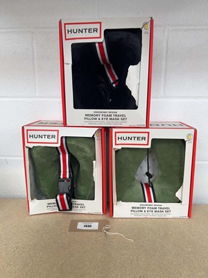 Lot 1440 - x3 boxed Hunter memory foam travel pillows...