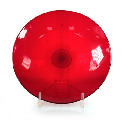 Lot 112 - In the manner of Murano, a red glass open bowl...