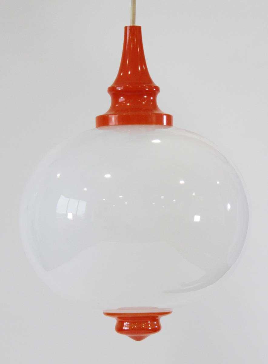 Lot 79 - A 1970/80's ceiling light with a milky white...
