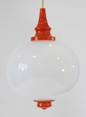 Lot 79 - A 1970/80's ceiling light with a milky white...