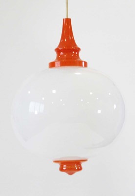 Lot 79 - A 1970/80's ceiling light with a milky white...
