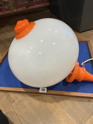Lot 79 - A 1970/80's ceiling light with a milky white...