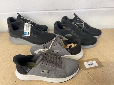 Lot 1546 - x3 pairs of men's Skechers trainers - sizes UK...