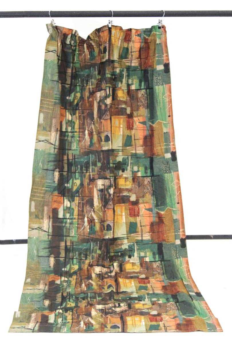 Lot 89 - (G) A pair of curtains decorated in the...