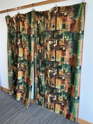 Lot 89 - (G) A pair of curtains decorated in the...