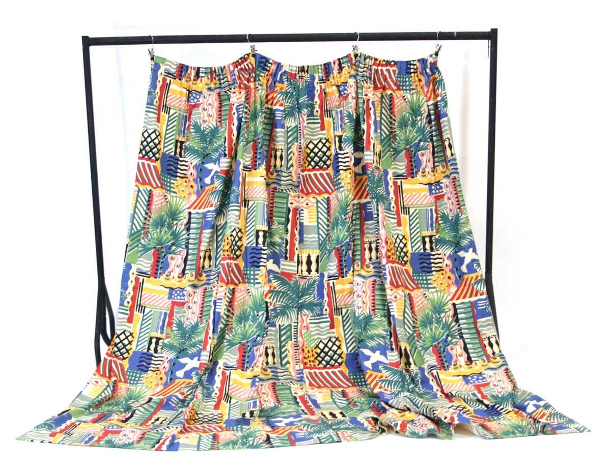Lot 96 - (G) A pair of curtains in the 'Cote D'Azur'...